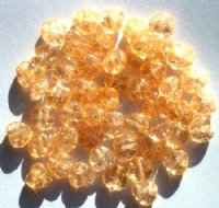 50 8mm Light Orange Crackle Glass Heart Beads 
